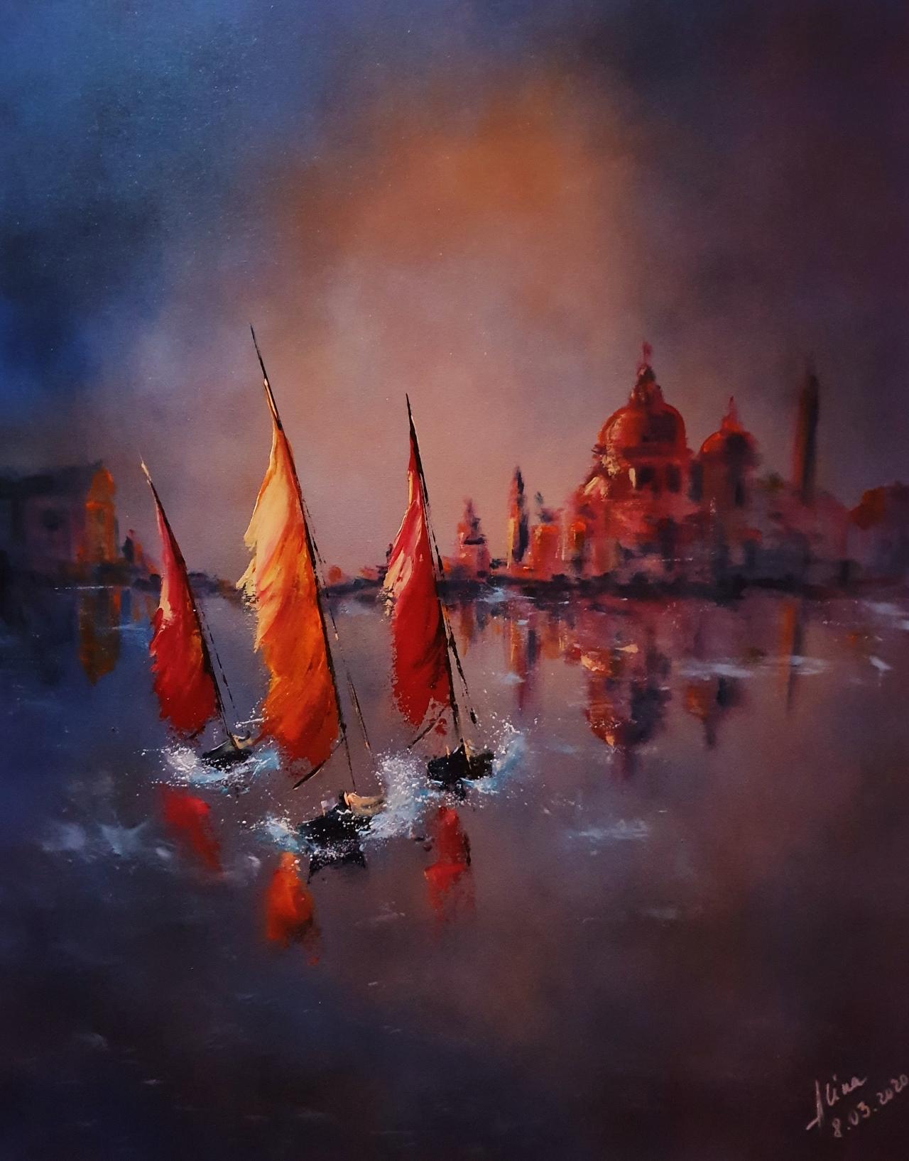 ArteDiAlina.com painting: evening sailing in Venice